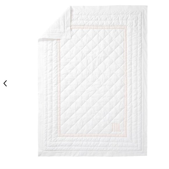 Pottery Barn NEW‎ Baby Toddler Quilt - White and Pink Organic Cotton NWT